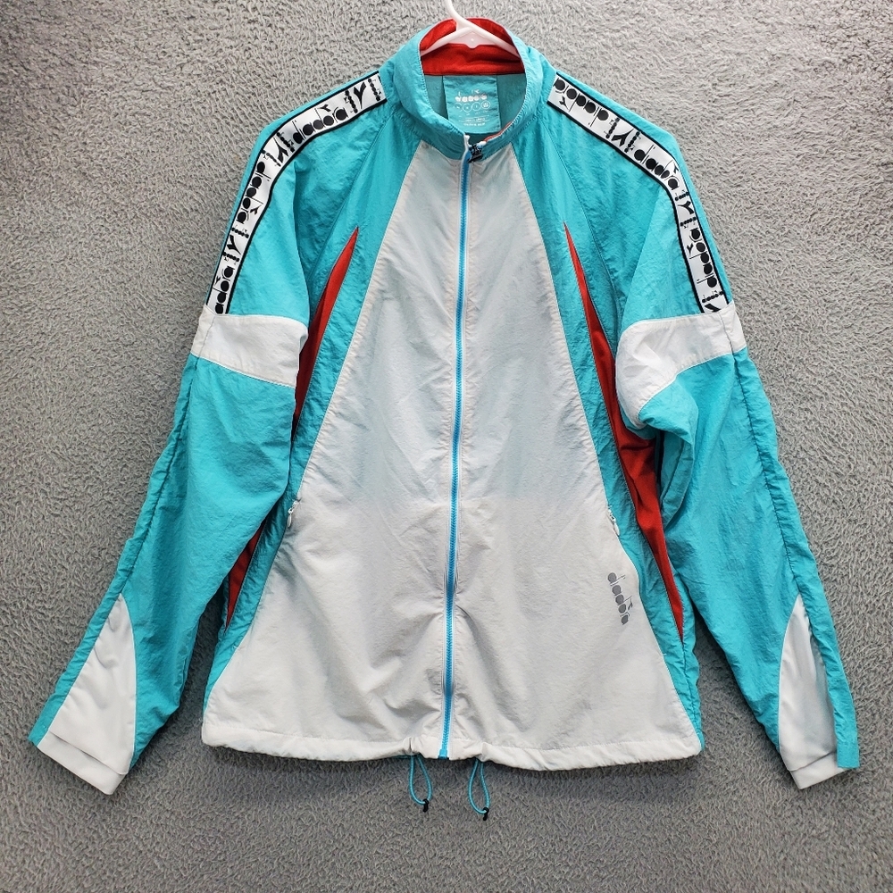 Diadora Track Jacket Size Small Zip Up Blue White Red